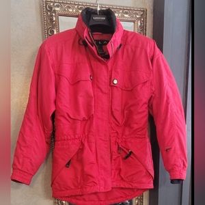 Ski or winter coat, heavily insulated, red